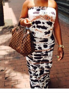 Young Fabulous & Broke Black, White & Brown Tie-Dye Maxi Dress